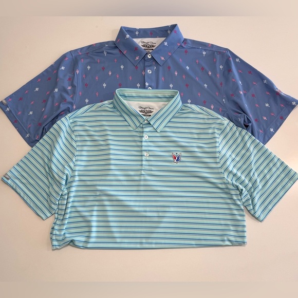 Straight Down Men’s Patriot Golf Performance Polo Size XXL Cactus/Striped - Picture 1 of 11